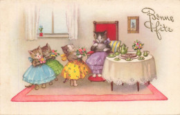 Chats Humanisés * CPA Illustrateur * Bonne Fête , Grand Mère ? * Chat Cat Cats Katze - Cats