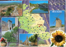 CPM Géographique 84 VAUCLUSE - ST-SATURNIN LES APT - Lavande, Moulin, Tournesol, Multi Vues - Carte Geografiche