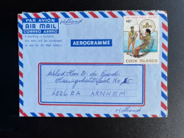 COOK ISLANDS 1983 AEROGRAMME SEND TO ARNHEM NETHERLANDS SCOUTING - Cook
