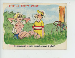 Série "Vive La Petite Reine" Bicyclette Vélo De Course Coureur Cycliste Femme Seins Nus (cp Vierge N°5 Abeilles) - Humour