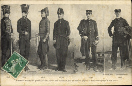 CPA Militaria Uniformes Successifs Portes Par Les Eleves Des Ecoles D'Arts Et Metiers - Uniforms