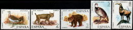 Spain 1971 Iberian Wildlife 5 Values MNH, Mi 1931-35, Bustard, Lynx, Brown Boar, Partridge, Ibex - Other & Unclassified