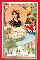 Chromo Chicorée Voelcker Coumes à Bayon. Série Des Anciennes Provinces Françaises. Le Comté De Nice, Coiffe Et Blason. - Tee & Kaffee