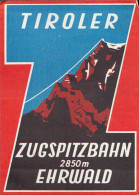 Bh31 Etichetta Da Bagaglio Hotel Tiroler Zugspitzbahn Ehrwald - Autres & Non Classés