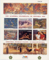 Lote 2212-23P, Colombia, 2002, Pliego, Sheet, Academia Historia, Colombian Academy Of History, Art, Horse, Women, Fauna - Colombie