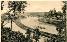 Meissen Elbe Sachsen Blick Auf Die Stadt Mit Fluss - Meissen