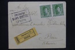BOSNIE HERZEGOVINE - Enveloppe En Recommandé De Sarajevo Pour La Suisse En 1919, Affranchissement Recto/verso - L 168205 - Bosnie-Herzegovine