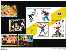 A15131)Disney: Gambia 1435** + 1437** + 1439 - 1440** + Bl 170** - Disney
