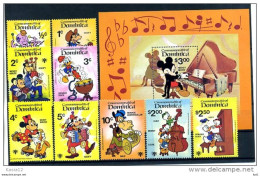A20315)Disney: Dominica 657 - 665** + Bl 60** - Disney