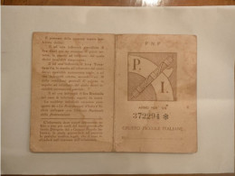 Tessera PNF Partito Nazionale Fascista Gruppo Piccole Italiane 1929 - Documenten