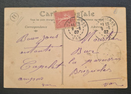 France,  Timbre Numéro 129 Sur Carte Postale Avec Cachet B. - Brieven En Documenten