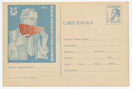 Postal Stationery Rumania 1962 Panflute - Musique