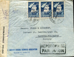 X6711 Greece, Cover Circuled 1945 Censured, With 3x Stamps 450ap. Sailing Ship Of 1824 - Lettres & Documents
