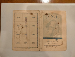 Tessera PNF Fascio Di Combattimento Taranto 1931 - Documenten