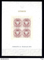 Z21634)Lübeck 14, Nachdruckblock Von 1978 - Erinnophilie