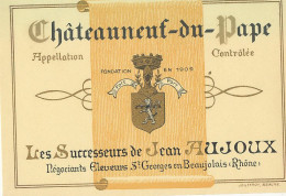 720-   ETIQUETTE  - VIN    CHATEAUNEUF DU PAPE   JEAN AUJOUX   ST GEORGES EN BEAUJOLAIS( RHONE ) - Bourgogne