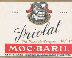 721-   ETIQUETTE  - VIN    ROSE  PRIOLAT   MOC-BARIL - Pink Wines