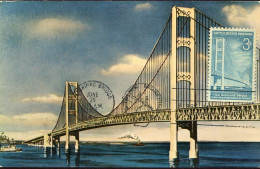 X6715 U.s.a. Maximum Card 1958  The Mackinac Bridge, World' Longest Suspension Bridge - Ponts