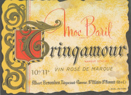 722-   ETIQUETTE  - VIN    ROSE   MOC BARIL  TRINQAMOUR - Pink Wines