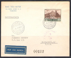 1951 San Marino, Posta Aerea N. 97 - Raccomandata Per Gli Stati Uniti - Europe