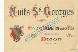 725-   ETIQUETTE  - VIN     NUITS-ST -GEORGES  EDOUARD DELAUNAY & SES FILS  DIJON (COTE D'OR) - Bourgogne