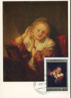X6719 Mongolia, Maximum Card 1975 Painting Of Rembrandt Showing Young Woman - Mongolie