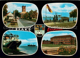 Brake Unterweser Kaje Mit Telegraph Aussenkaje Fahrgastschiff Pieranlage Rathaus - Brake