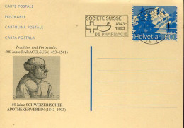 X6725 Switzerland, Special Postmark 1993 Lausanne  150 Year Swiss Pharmacie And 500 Year Paracelsus. - Pharmacie
