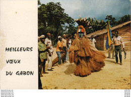 GABON  Meilleurs Vœux Du Gabon  Danseur Adouma  ........ Partie 1 D'une Carte Double - Gabun