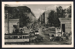 AK Berlin, Potsdamer Platz, Strassenbahnen Unterwegs Mit Blick In Die Leipziger Strasse - Tram