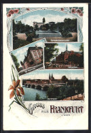 AK Frankfurt, Oderbrücke, Postgebäude, Wilhelmsplatz, Königliche Regierung - Frankfurt A. D. Oder
