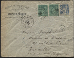 BRASSERIE Sage  Convoyeur PARIS A ETAMPES Vers La Belgique 1894. BRASSEUR Karcher Gruber BIERE. Voir Autres Lettres - 1876-1898 Sage (Type II)