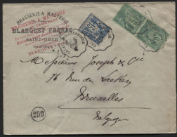 BRASSERIE Sage 5c(2)15c S/lettre Convoyeur CALAIS A HAZEBROUCK 1894. BRASSEUR Blanquet BIERE. Voir Autres Lettres - 1876-1898 Sage (Type II)
