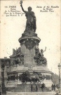 CPA Paris Statue De La Republique Lion - Squares