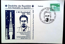 GERMANY 1983, SPECIAL PICTURE CARD CACHEY J.W. KONDRATJUK, SPACE, ASTENTNOMY, ROCKET, SCIENTIST. - Europe