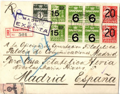 DANEMARK OBLITERATION COMBINE SVENDBORG 1941 POUR L'ESPAGNE CENSURES - Lettres & Documents