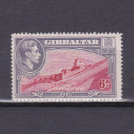 GIBRALTAR 1938, SG# 126a, CV £120, Perf. 14, KGVI, 6d Vio & Carmine, MH - Gibraltar