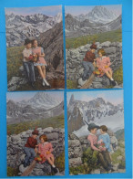 ** Lot De 4 CPM Neuves ** N° S/587 Enfants Garçon Fille Costumes Du Tyrol Chapeau CPM Imprimée En Italie Annnées 50-60 - Scenes & Landscapes
