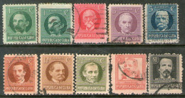 CUBA Serie Completa X 10 Sellos Usados MARTÍ, GÓMEZ, GARCÍA, CABALLERO, SACO, MACEO, PALMA Año 1917 – Valorizada € 4,90 - Oblitérés