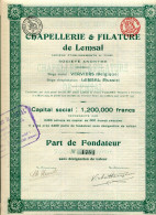 CHAPELLERIE Et FILATURE De LEMSAL; Part De Fondateur (Limbazi, Lettonie/Lettland) - Industry