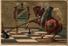 CHROMO MAISON BABEL-GEORGEL Vve CHAMAGNE A BRUYERES / LE CAVALIER ATTAQUE LA TOUR - Otros & Sin Clasificación