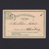 FINLAND 1871, Mi #P1 III, Postal Card From Abo (Turku) To Uleaborg (Oulu) - Lettres & Documents