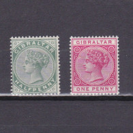 GIBRALTAR 1886, SG# 8-9, CV £69, Part Set, QV, MH - Gibraltar