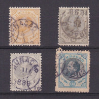 CURACAO 1886, Sc# 8-10, 12, CV $200, Part Set, King Wilhelm III, Used - Curaçao, Antilles Neérlandaises, Aruba