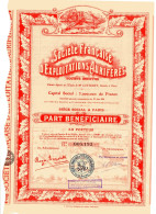 FRANCAISE D'EXPLOITATIONS AURIFÈRES; Part Bénéficiaire - Mines