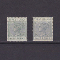 TURKS ISLANDS 1882, Sc# 48-50, CV $44, Part Set, Die A, 'Queen Victoria', MH - Turks & Caicos (I. Turques Et Caïques)