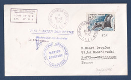 TAAF - Lettre - YT N° 57 - M/S - Marion Dufresne - Missions Aux Iles Australes - Signé Le Commandant - 1977 - Lettres & Documents