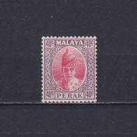 MALAYA PERAK 1938, SG# 117, CV £50, 40c Scarlet & Purple, Sultan Iskandar, MH - Perak
