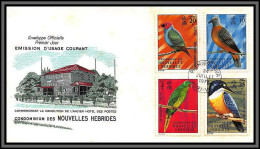 11416 N°339 341 344 347 Oiseaux (birds) 1972 FDC Lettre Cover Nouvelles Hebrides - FDC