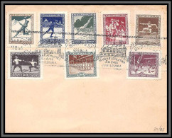 11347 N°371/378 Complet Sports 1925 Football Soccer Ski Scouts Escrime Fencing Lettre Hongrie Hungary Magyar Posta - Lettres & Documents
